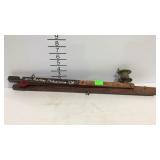 Vintage ice fishing pole, marked John Roelkey
