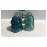 4 Glass electric insulators- some damage to bottom