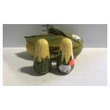 Shawnee Pottery- corn cob covered dish, and shaker