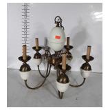 Vintage Ceiling light Fixture, brass and ceramic