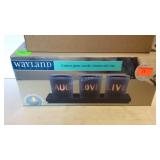 Decor 3-pc glass candle holders with tray in box