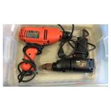 2 Electric drills - 1 Craftsman 3/8", and 1 Black&
