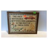 Needlework wall decor, framed - 16 x 12