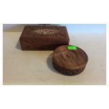 2 Carved dresser boxes - 1 is inlaid