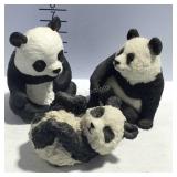 3 Panda bear statues, 1 ceramic, and 2 polystone -