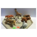Safari animal figurines - marble, wood, ceramic, &