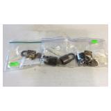 7 Brass locks with keys - 1Eagle, 2 Junkunc Bros,