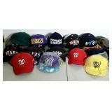 Group of baseball caps, all appear as new stock.