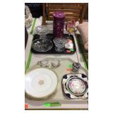 Glass & china - creamer, sugar, Limoges plates,