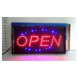Electric LED "OPEN" sign, new in box. 19"×10".