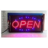 Electric LED "OPEN" sign, new in box. 19"×10".
