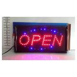 Electric LED "OPEN" sign, new in box. 19"×10".