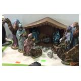 15-pc Ceramic nativity set with manger