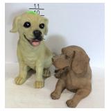 2 Polystone dog statues