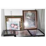 Framed Wall Art Lot. Tribal animal mask piece,