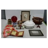 Group lot of home decor. Pictures, baskets, etc.