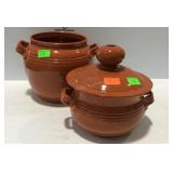 3-pc Clay bean pot with lid and strainer pot