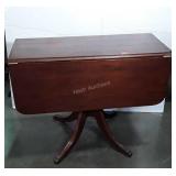 Mahogany Drop Leaf Accent Table with Brass lions