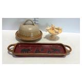 Decor pottery 12" wilderness theme tray, marble