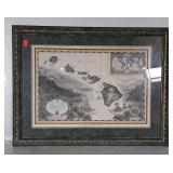 Framed Wall Print Map of Sandwich Isles. 33x25"