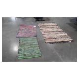 Three Scatter Rugs, Braded Style, green door mat,