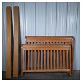 Modern oak sleigh Bed, full size with oak side