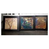 Three pc. Art Work. Painted on hard board that is