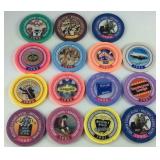 Casino chips from 1970, 1980, and 1990