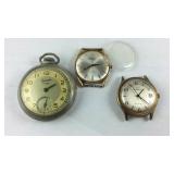 Pocket watch and two watch heads one face plate