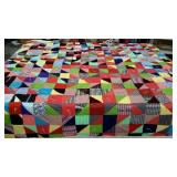 Handmade knotted quilt, very colorful, 86" x 76"