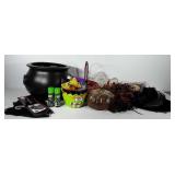 Halloween decor, includes cauldron, glow in the