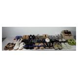 Box of shoes, includes ugg shoes, flip flops,