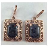 Constituted tanzanite black Thai spinel earrings