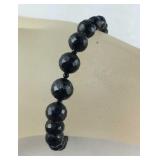 Thai black spinal beaded bracelet sterling silver