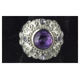 Size 7.25 amethyst ring stainless steel
