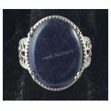 Size 7 Blue aventurine solitaire ring platinum