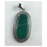 Green onyx solitaire pendant stainless steel
