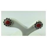 Sterling silver Bali stone earrings