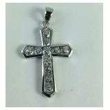 Sterling 2.35ct simulated diamond cross pendant