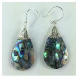 Sterling silver abalone shell drop earrings