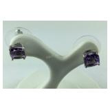 1.9ct Sterling rose de France amethyst earrings