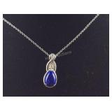 Sterling lapis lazuli and white topaz pendant