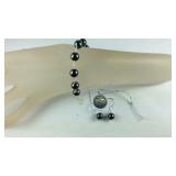 Sterling silver black pearl Swarovski crystal
