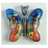 Murano style stainless butterfly pendant
