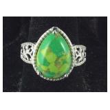 Size 7 mojave green turquoise 5ct pear cut
