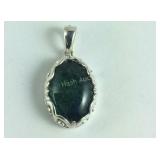 Sterling 4.8ct peacock color picture quartz