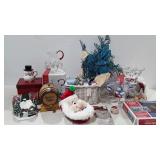 Holiday decor, inflatable  lights, pitcher, bowl,