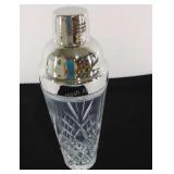 Cut glass and metal cocktail shaker