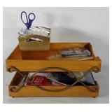 Office supplies, includes two tiered tray with