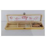 Pig tail food flipper in wood case